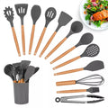 Kit Jogo 12 Peças Utensílios de Cozinha Silicone Colher Espátula de cozinha Livre de BPA Antiaderente com Suporte