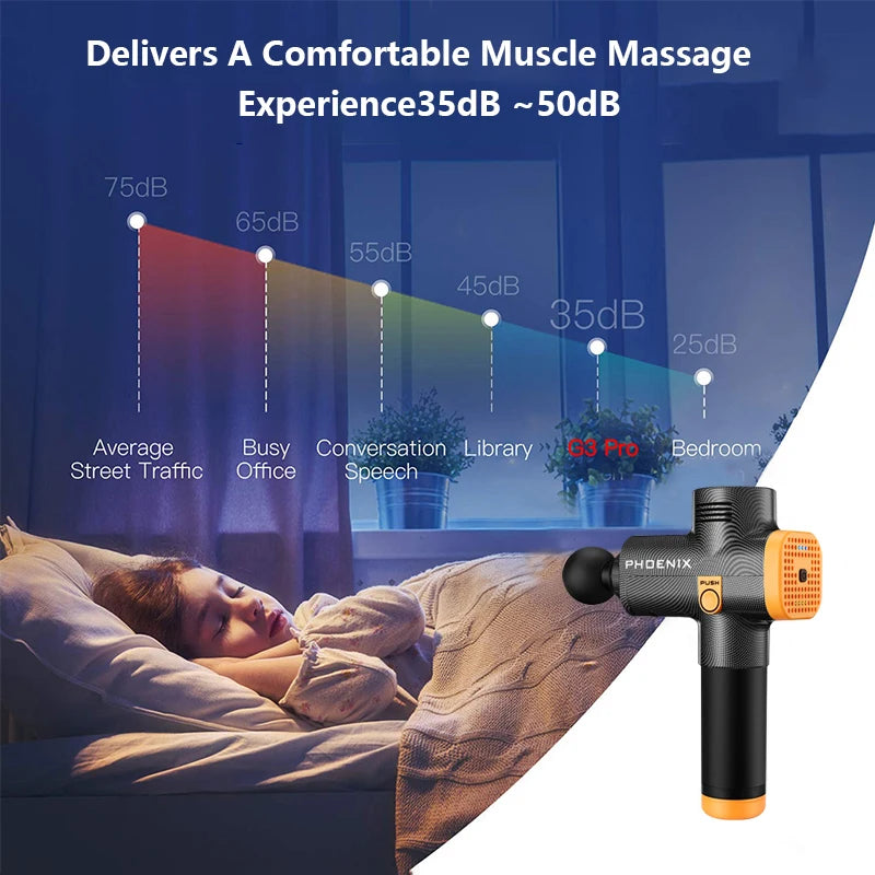 Phoenix A2 Massagem Pistola Relaxamento Muscular Massageador de Tecido Profundo Vibrador Dinâmico Costas Portátil Display Portátil Pistola de Massagem de Fáscia