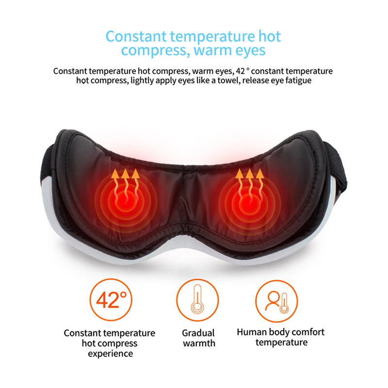 Instrumento de massagem ocular Vibração Airbag Pressão Compressa quente Massageador ocular Bluetooth Música Relax Fadiga Cuidados com os olhos Dobrável