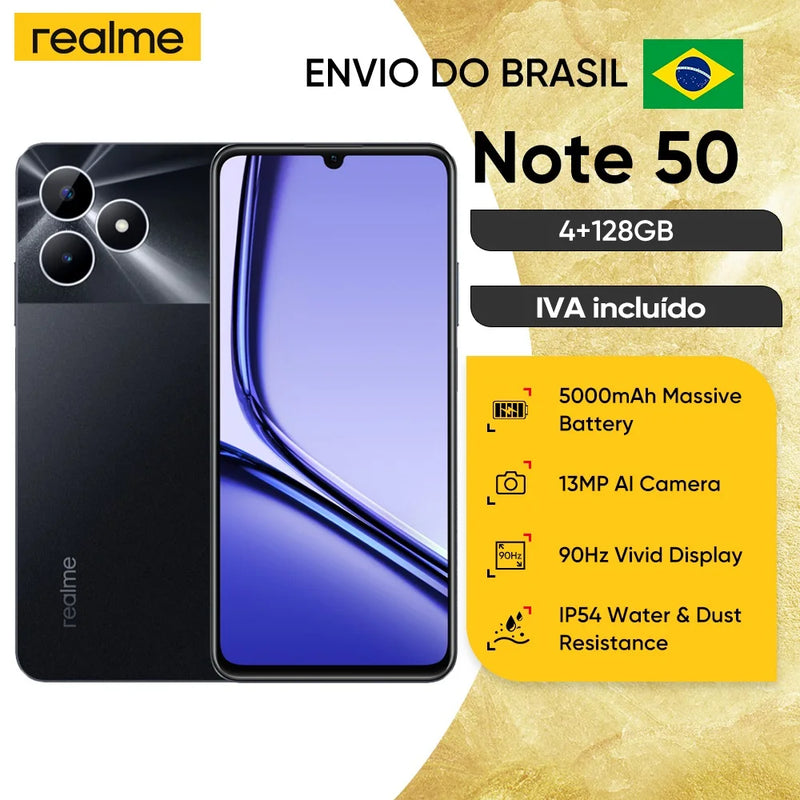 Realme Note 50 Smartphone 6.74''3+64GB 90Hz Display 5000mAh Ultra Slim 13MP AI Camera Celular Poderoso