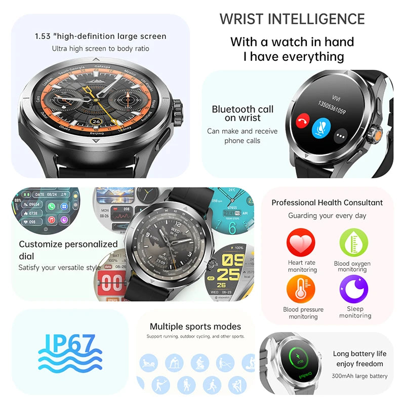 Relogio Funções xiaomi s4 ultra esportes ao ar livre relógio inteligente masculino tela amoled nfc gps bússola freqüência cardíaca à prova dwaterproof água bluetooth chamada smartwatch