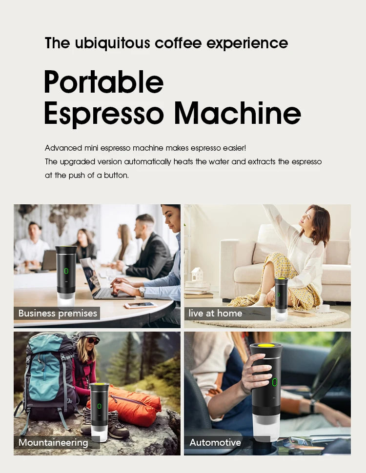 Máquina de café expresso portátil elétrica sem fio para carro e casa acampamento cafeteira 3-em-1 cápsula em pó viagem cafeteira