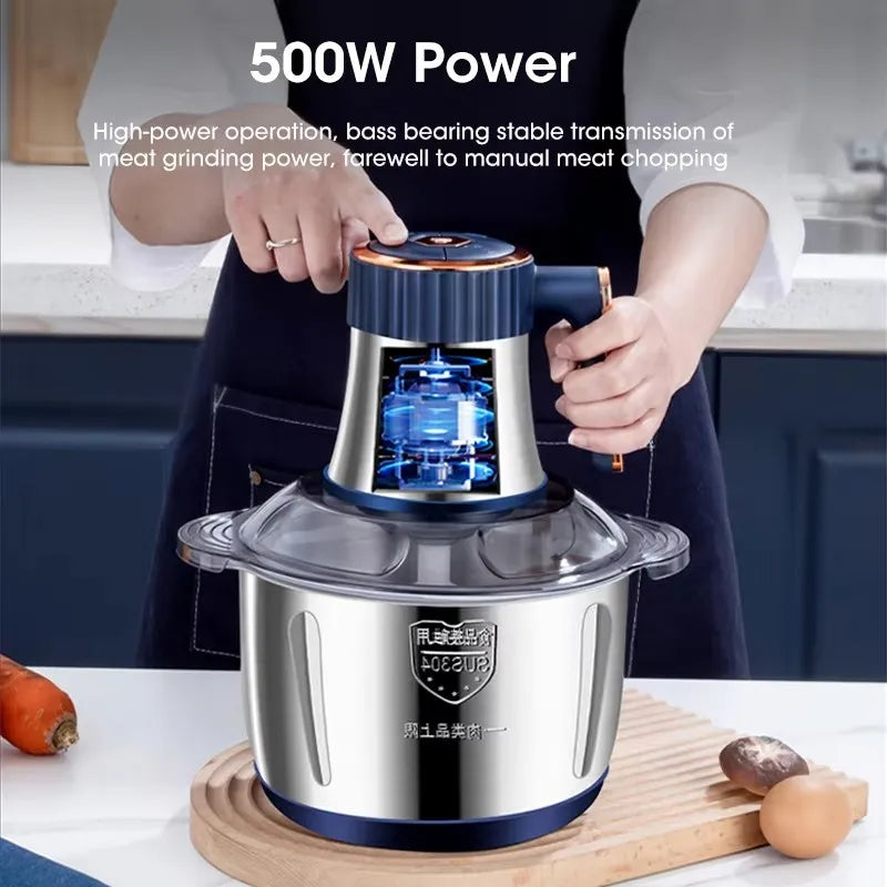 Moedores de carne elétricos 5l triturador de alimentos aço inoxidável multifuncional cortador vegetal processador chopper liquidificadores cozinha